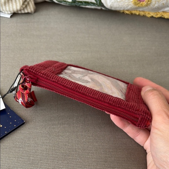 Vera Bradley Burgundy Corduroy Keychain zip ID Pouch - Picture 5 of 7